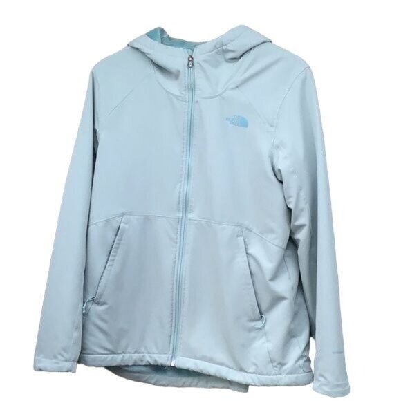 North Face Womans LG Shelby Raschel Hoodie Jacket Silver Blue